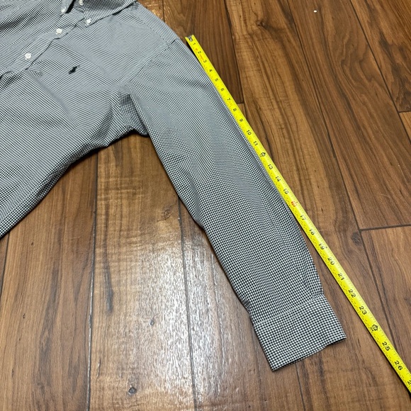 Vtg Ralph Lauren Long Sleeve Button Down Oxford Shirt Black Gingham Men Medium - Picture 12 of 14